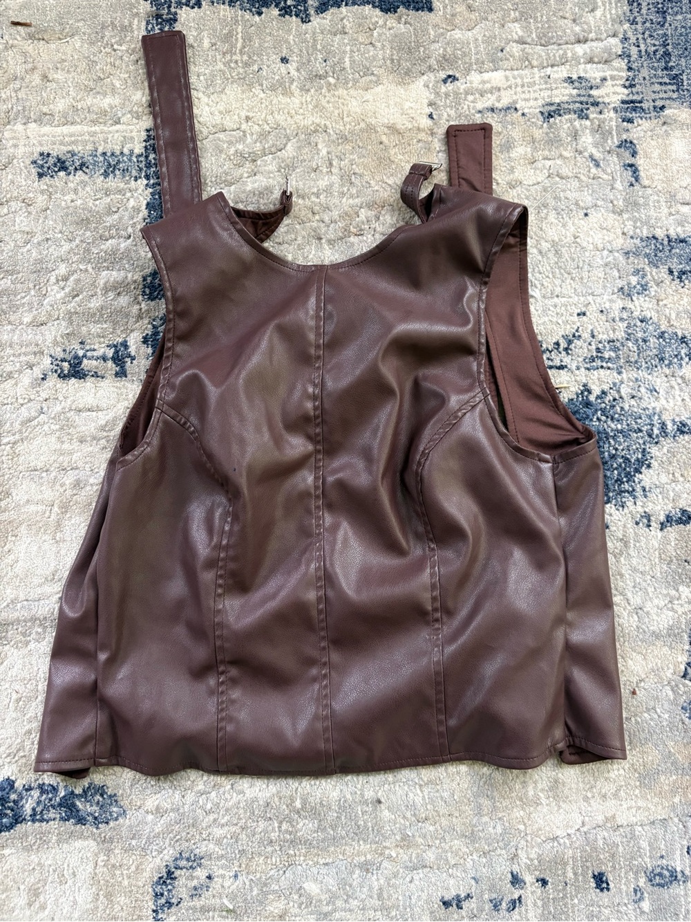 Edikted backless brown faux leather top